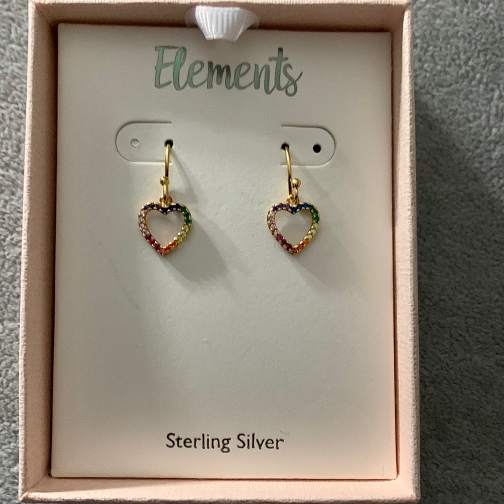Elements sterling Silver CZ multi colored earrings.